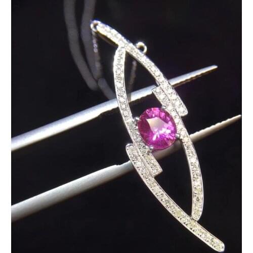 Fine Jewelry Necklace Real 18K Gold 100% Natural Pink Padparascha Sapphire 0.84ct Gemstones Pendants for Women Fine Necklace