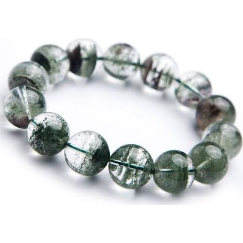 Drop Shipping Fine Jewelry Stretch Natural Green Phantom Crystal Quartz Bracelet Stone Bracelets Popular Round Beads 17mm
