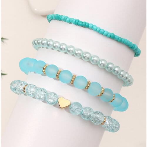 4PCS/SET Bohemian Ethnic Handmade Beads Pearls Tassel Bracelet Sets For Women Fashion Boho Beads Bracelet Bohemia Jewelry