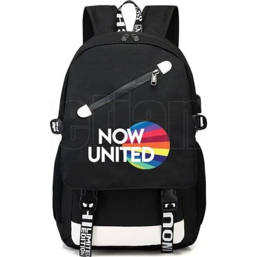 Now United Backpack Zipper Black UN Team Bags Techwear Women Mochila De Escola Do Now United Bookbag Hip Hop Back Pack Fashion