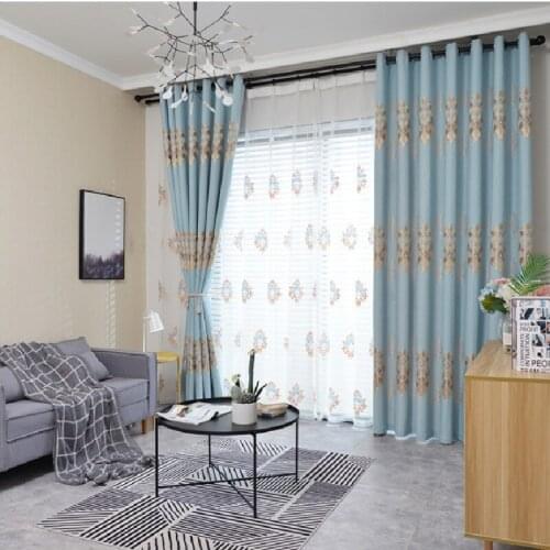 High-end Nordic Blackout Curtains for Living Room Dining Room Bedroom Chenille Hemp Jacquard Luxury Curtains Tulle Custom