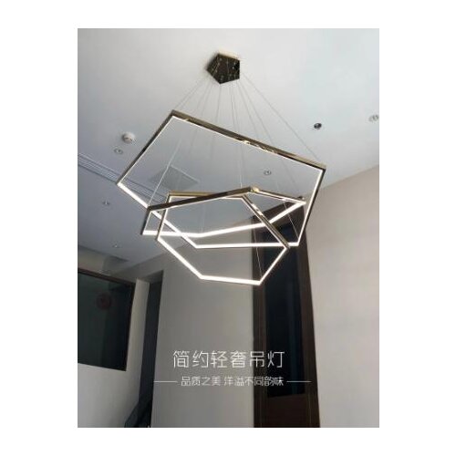Modern Duplex Floor Living Room LED Chandelier Nordic Gold Hexagon Hanging Lamp Bar Office Decorative Lamp Restaurant Chandelier