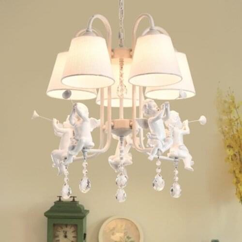 Mediterranean Mini angel chandelier living room bedroom restaurant childrens room lights Nordic cartoon simple LED chandelier