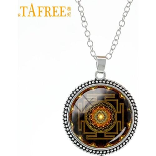 TAFREE Fashion 2017 Buddhist Sri Yantra Pendant Necklace Sacred Geometry Sri Yantra Accessory Wholesale Jewelry HT51