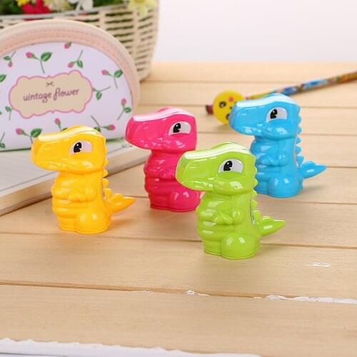 24 pcs/lot Cartoon Dinosaur Pencil Sharpener Cute Double hole hand mechanical Cutter Knife stationery gift school supplies