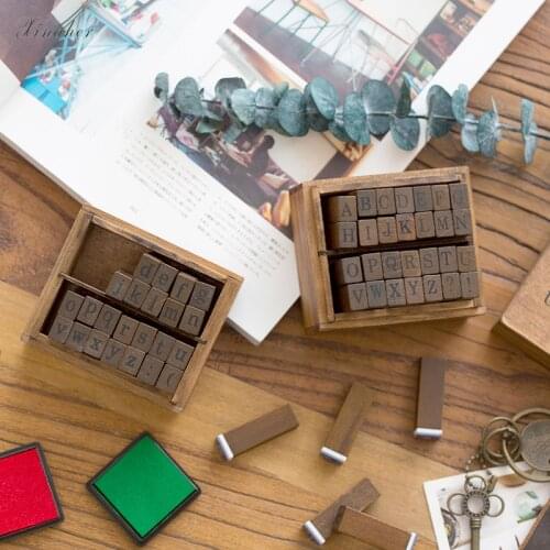 28pcs Vintage lower/upper case alphabet stamp DIY wooden rubber stamps for scrapbooking stationery scrapbooking standard stamp