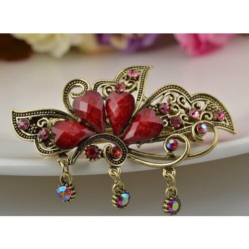 1Pc Retro Rhinestone Flower Hair Clips Elegant Women Barrettes Hairclips Hairpins Beauty Hair Barrette Hairgrip Hair Accessories