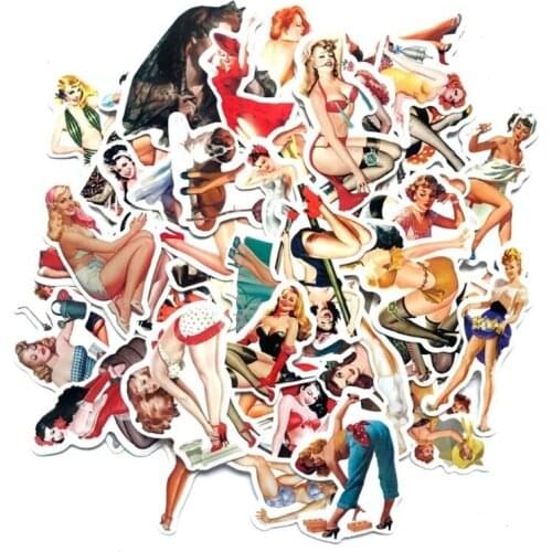 10/30/50PCS European and American Retro Girl Trolley Case Graffiti Notebook Skateboard Guitar Sticker Decorative Toys Wholesale