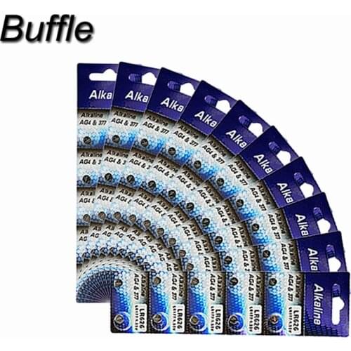 100pcs/cards AG4 Button Coin Cell LR66 LR626 SR626SW SR66 377 1.5V Alkaline Batteries For Watches, Keyless Car Remotes