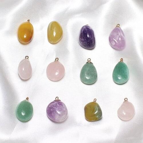 2pcs hot-sales Vintage Irregular Oval Earrings for Women Natural Gem Amethyst Stone diy Jewelry Earring Necklace Accessories