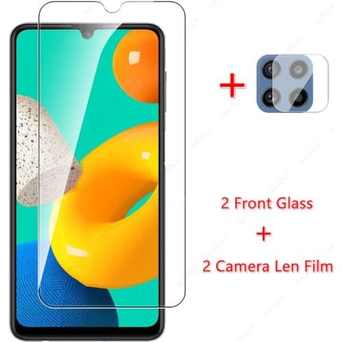 2Pcs For Samsung Galaxy M32 Glass for Samsung Galaxy M32 Tempered Glass Film Screen Protector HD Camera Len Film M62 M42 M12 M02