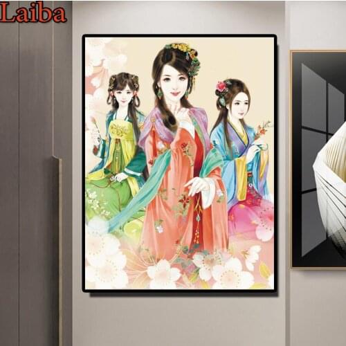 DIY diamond painting sister cross stitch diamond full mosaic diamond embroidery Oriental women full square/round drill handmade