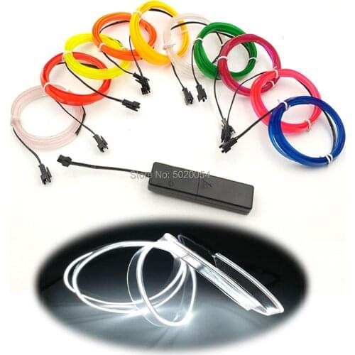 2.3mm-skirt Car Light Neon Led Lamp Waterproof EL Cold Line Flexible EL Wire Rope Cable With Sewing Edge