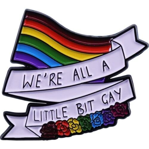 NEW Enamel Brooches We're All A Little Bit Gay Rainbow Shape Lapel Pins Harry-Styles Jewelry Fashion Accessory for Party Trinket