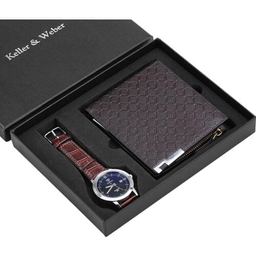 Watch Wallet Gifts Set Men Quartz Watch Leather Wallet Business Date Watch Set Xmas Gifts For Dad Husband Son Men Montre Homme