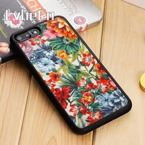 LvheCn Tropical green plants foliage flowers Phone Case For iPhone 5 6 7 8 plus 11 12 Pro X XR XS Max Samsung GalaxyS7 S8 S9