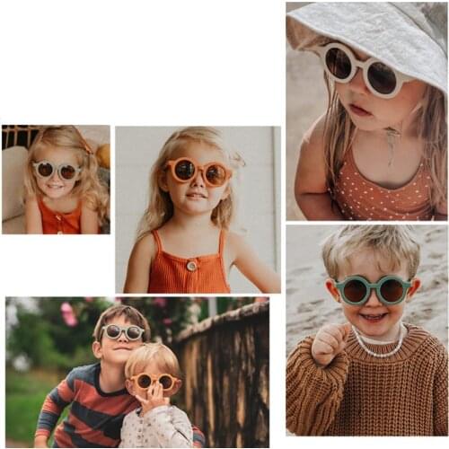 Baby Sunglasses Matte Children Sunglasses Fashion Round Frame Retro Mocha Glasses UV400 Protection Cycling Leisure Sunglasses
