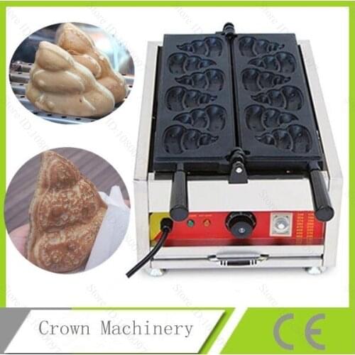 110v 220v Electric 6pcs Fat Burning Poo Waffle Baker Iron;Excrement shape waffle maker machine