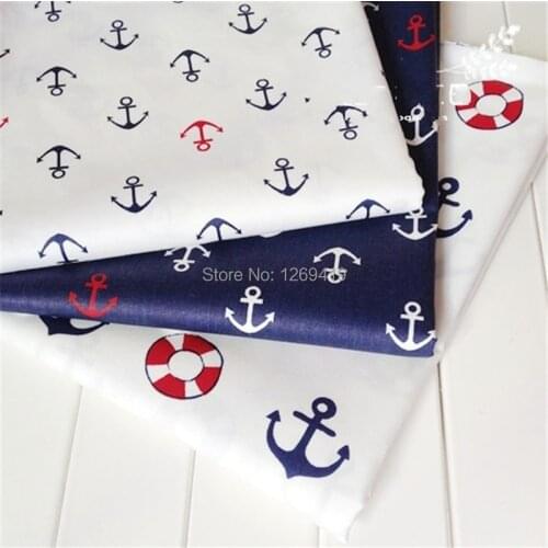 40x50cm Sea Anchor Print Cotton Fabric Tilda DIY Tissue Patchwork Telas Cloth Sewing Baby Toy Quilting Bedding Textile Tecido