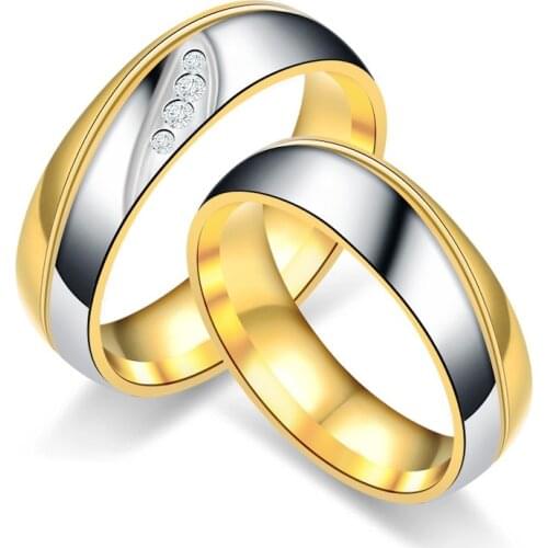 AsJerlya New Arrival Stainless Steel Wedding Bands Ring For Women Men Jewelry Engagement Ring Couple Anniversary Gift