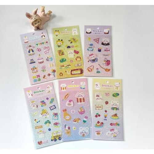2pcs Kawaii Commander Bear Decorative Sticker Laser Cartoon Ins Style Diy Hand Account Album Diary Planner Collage Stationery