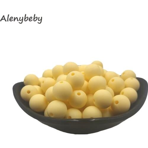 Custard Yellow Color Food Grade Silicone Round Bead 12/15mm Baby Teething Necklace DIY Pacifier Chain Care Infan Teether Product