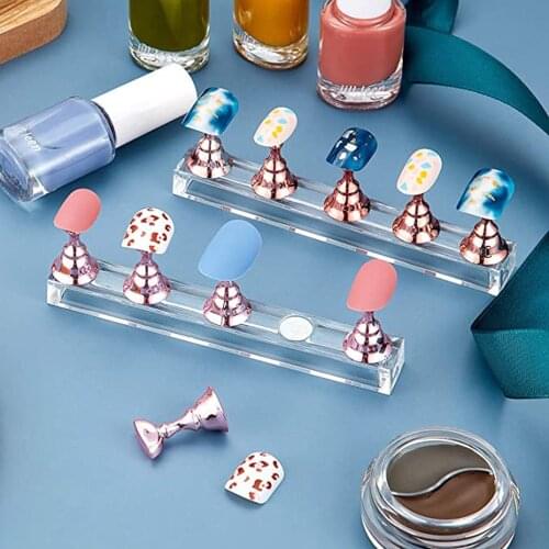 1 Set Magnetic Nail Holder Practice Display Stand Acrylic Crystal Showing Shelf Nail Art Tool 4 Colors Nail Polish Display Stand