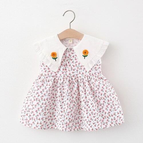 Menoea Baby Girls Dress Newborn Toddler Short Sleeve Floral Dress Princess Dresses Party Dresses Baby Floral Clothes