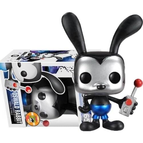 FUNKO POP Cartoon Cute Figuras Exclusive Metallic#65 Oswald Rabbit Action Figure Toys Decoration Model Dolls Kids Gifts POP Toys