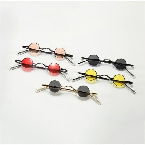 Fashion Retro Mini Sunglasses Round Men Metal Frame Gold Black Red Small Round Framed Sun Glasses Popular Color Lens Sunglasses