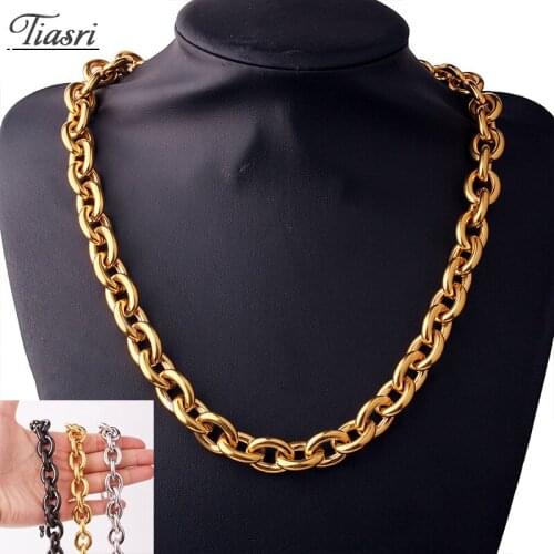 Tiasri Fashion Collar Choker O Chain Mens Necklace Bracelet Stainless Steel Jewelry Punk Hip-Hop Style Friends Gift Wholesale