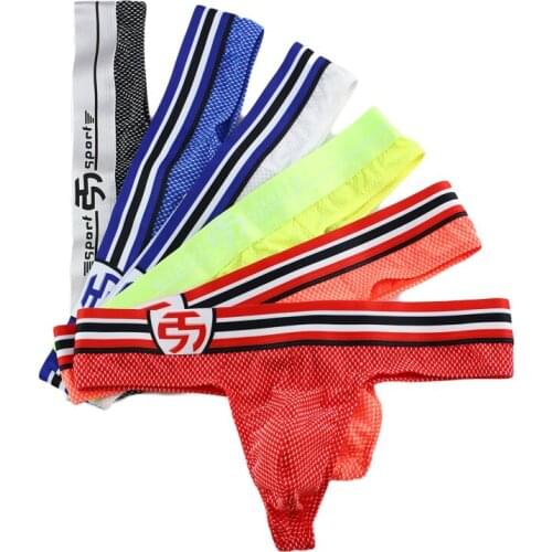 6PCS Lot Sexy Gay Underwear Men Thong Men Jockstrap Mens Underwear G String Low Waist Breathable Penis Pouch Underwear Cueca