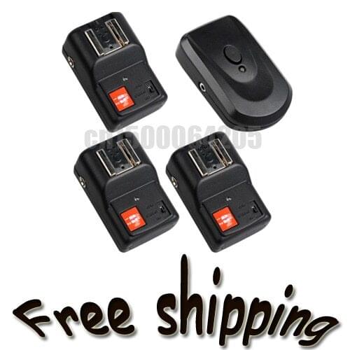 PT-04GY PT-04 4 Channels Wireless / Radio Flash Trigger SET with 1 Transmitter +3 Receivers +1 Sync Cord