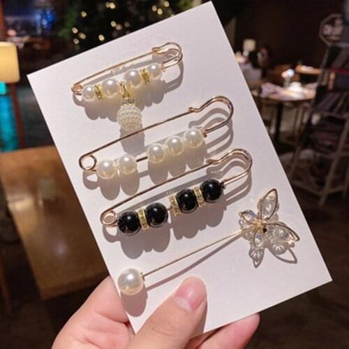 Brooch Set Big Beads Fashion Clothing Brooches For Women Pearl Lapel Pin Sweater Dress Brooch Pins Badge Buckle Accessories