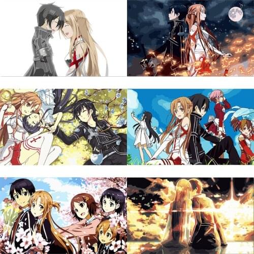 Tapb Paint By Numbers Sword Art Online Anime Nordic Prints On Canvas Handpainted Drawing By Numbers Home Decoration Kits