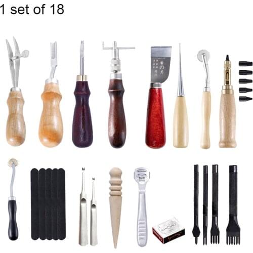 18pcs/set Leatherworking Set DIY Metal Leather Sewing Kit Portable Leather Crafting Tool Set