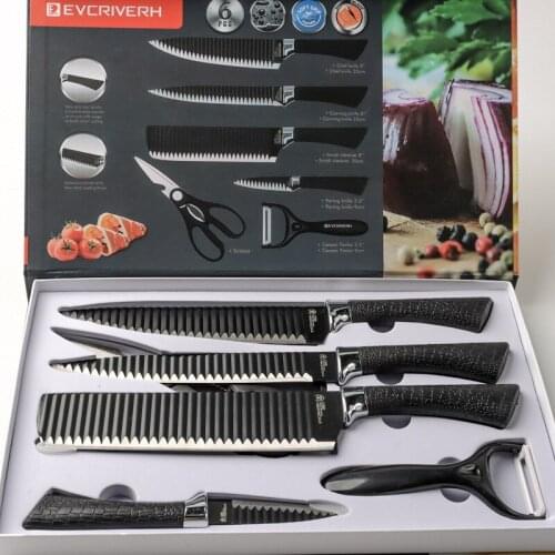 6PCS Kitchen Knives Set Gift Chef Knife Barbecue Knife Damascus Japanese Knives Set of Knives Peeler Tourist Knife Butcher Knife