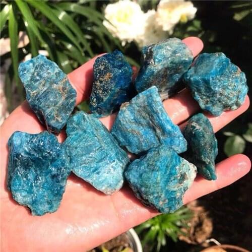 Natural Raw Blue Apatite Mineral Stone Specimen Rough Crystal For Healing Decoration