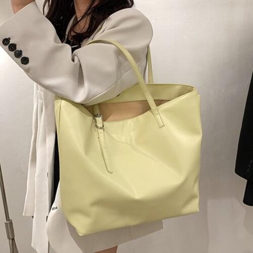 Solid Color Large Capacity Tote Bags for Women Soft Leather Handbags Female Top Handle Shopper Bag