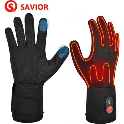 SAVIOR 7.4V Winter Warm Electric Battery Heated Gloves Rechargeable For Skiing Fishing Riding Hunting Keep Hands Men Women