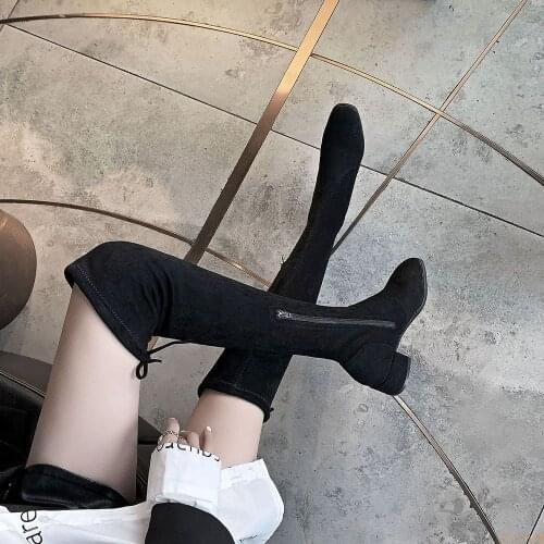 Sexy Over-the-knee Boots Slim Socks Boots Fashionable Black Pull-on Socks Shoes Womens Pointed Toe Thigh High Boots Women Shoes