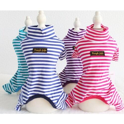 Cat Striped Sweatshirt Pet Dog Clothes Soft Dog Bathrobe Jumpsuits Rompers Cat Pajamas Hoodies Clothing For Dogs Cat Puppy Teddy