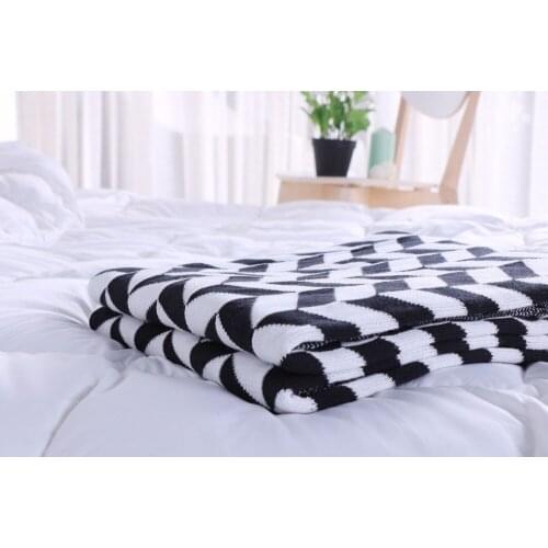 Drop Shipping Fahion black and white cotton Knit Blankets Plaid Throw Blanket On the Bed sofa Bedspread cover bed 120*160cm