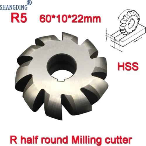 R5 60*10*22mm Inner hole HSS Convex Milling Cutters R half round milling cutter Free shipping