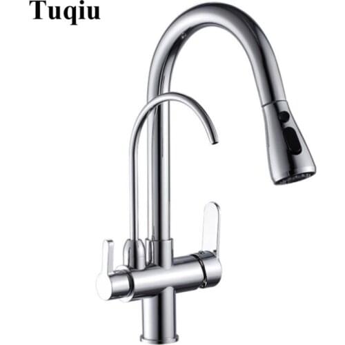 Kitchen Mixer Pull Out Decked Mount Kitchen Sink Faucet Mixer Cold Hot Water Grifo Torneira Cozinha Rotate Nicked Brushed