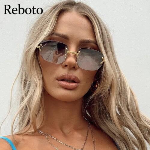 Shades for women 2021 Rimless Sunglasses Retro Vintage Oval Mirror sunglasses men Alloy Frame Classic Brand Glasses Ladies