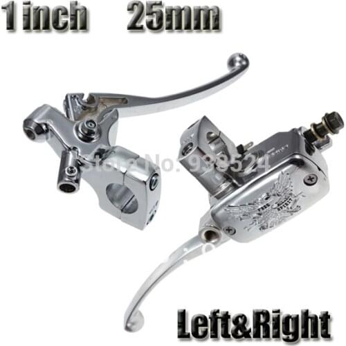 Universal Chrome 1" 25mm Motorcycle Handlebar Brake Master Cylinder Clutch Lever Set For Harley Yamaha Suzuki Kawasaki