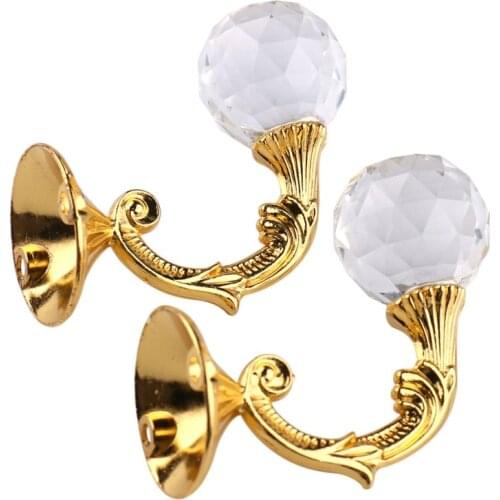 Vintage European High-grade Crystal Wall Tieback Curtain Hook Tassel Towel Hanger For Cloth-hat Hook 2PCS/Pair