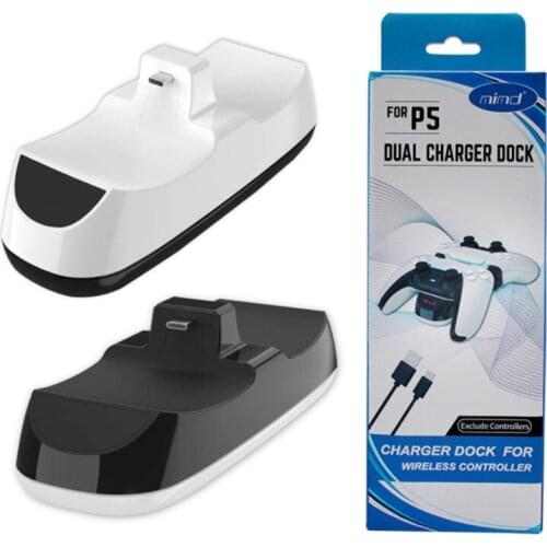 Black PS5 Controller Charger Double USB Fast Charging Docking Station Stand & LED Indicator Playstation 5 Controller