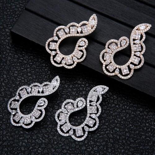 Trendy Geometric Stud Earrings For Women Accessories Full Cubic Zirconia Earrings Jewelry pendientes mujer moda E9307